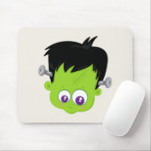 Cute Green Frankenstein Monster face Halloween Muismat (Met muis)