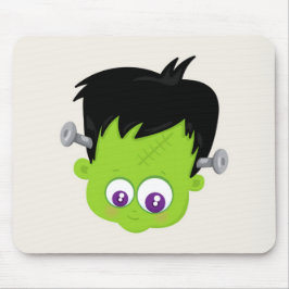 Cute Green Frankenstein Monster face Halloween Muismat