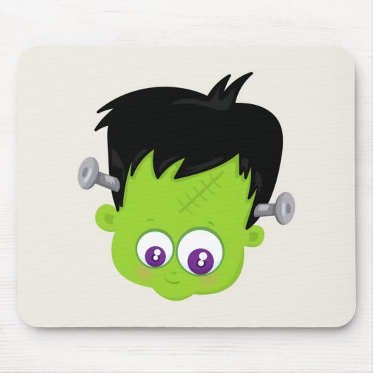 Cute Green Frankenstein Monster face Halloween Muismat (Voorkant)