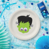 Cute Green Frankenstein Monster face Halloween Papieren Bordje (Feest)