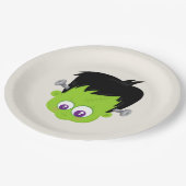 Cute Green Frankenstein Monster face Halloween Papieren Bordje (Gekanteld)