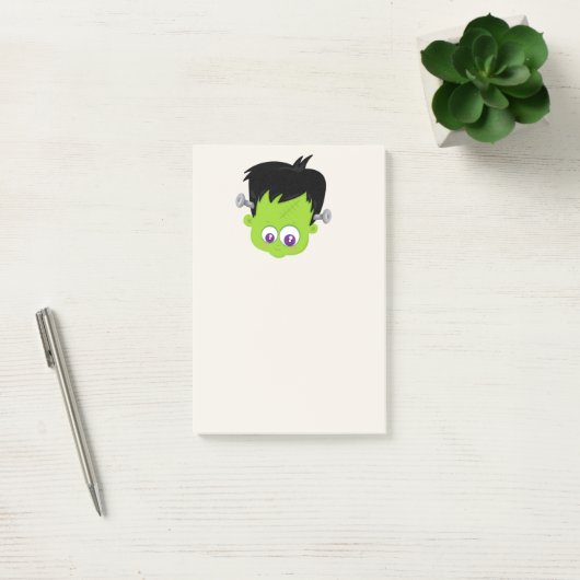 Cute Green Frankenstein Monster face Halloween Post-it® Notes (Kantoor)