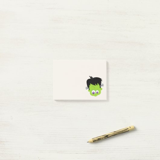 Cute Green Frankenstein Monster face Halloween Post-it® Notes (Op bureau)
