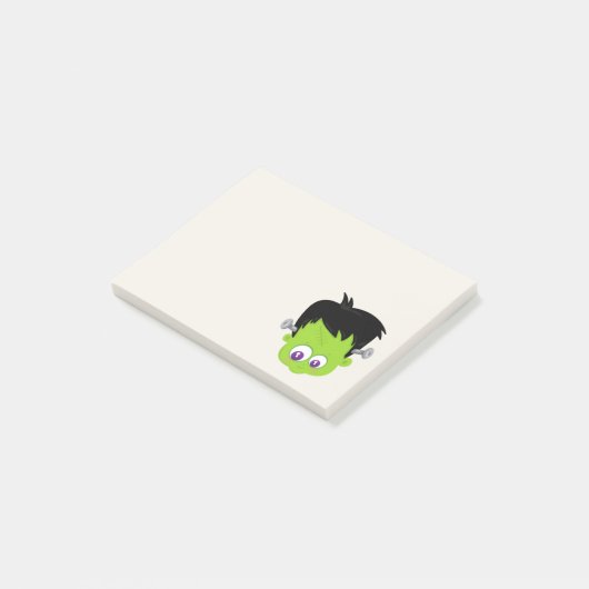 Cute Green Frankenstein Monster face Halloween Post-it® Notes (Schuin)