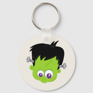 Cute Green Frankenstein Monster face Halloween Sleutelhanger
