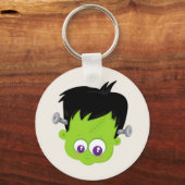 Cute Green Frankenstein Monster face Halloween Sleutelhanger (Voorkant)