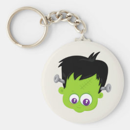 Cute Green Frankenstein Monster face Halloween Sleutelhanger