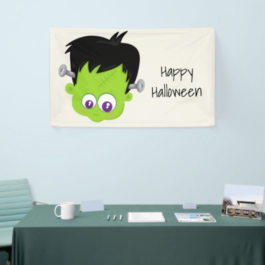 Cute Green Frankenstein Monster face Halloween Spandoek (Beurs)