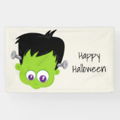 Cute Green Frankenstein Monster face Halloween Spandoek (Horizontaal)