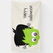 Cute Green Frankenstein Monster face Halloween Spandoek (Verticaal)