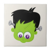 Cute Green Frankenstein Monster face Halloween Tegeltje (Voorkant)