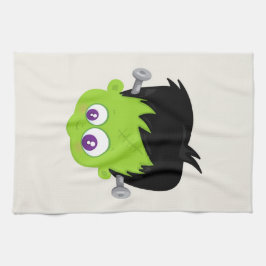Cute Green Frankenstein Monster face Halloween Theedoek