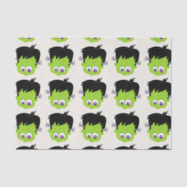 Cute Green Frankenstein Monster face Halloween Tissuepapier