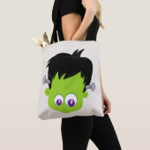 Cute Green Frankenstein Monster face Halloween Tote Bag (Dichtbij)