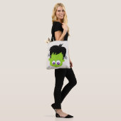 Cute Green Frankenstein Monster face Halloween Tote Bag (Op model)
