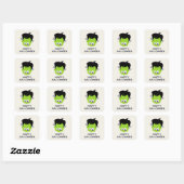 Cute Green Frankenstein Monster face Halloween Vierkante Sticker (Vel)