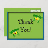 Cute Green Frog Birthday Dank je Briefkaart (Voorkant / Achterkant)
