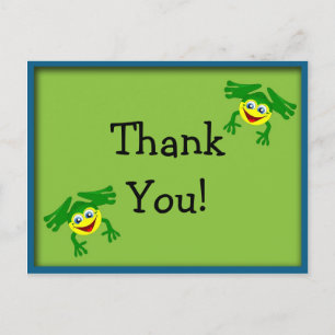 Cute Green Frog Birthday Dank je Briefkaart