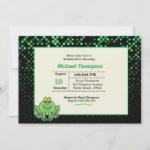 Cute Green Frog Birthday Party Invitation Kaart (Voorkant)