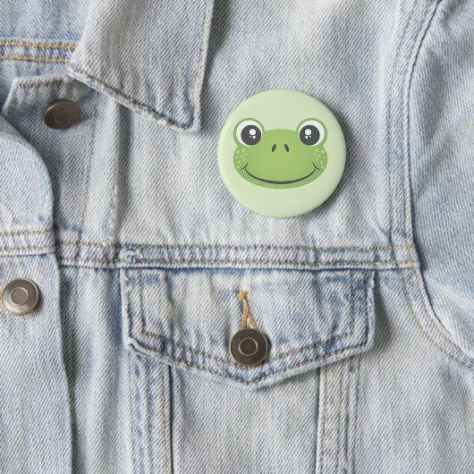 Cute Green Frog | BUTTON (In situ)