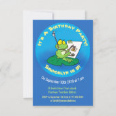 Cute green frog cartoon illustration invita kaart (Voorkant)