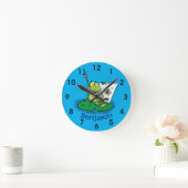 Cute green frog cartoon illustration round c ronde klok (Huis)