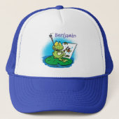 Cute green frog cartoon illustrator trucker pet (Voorkant)