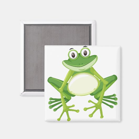 Cute green frog cartoon magneet (Voorkant / Achterkant)
