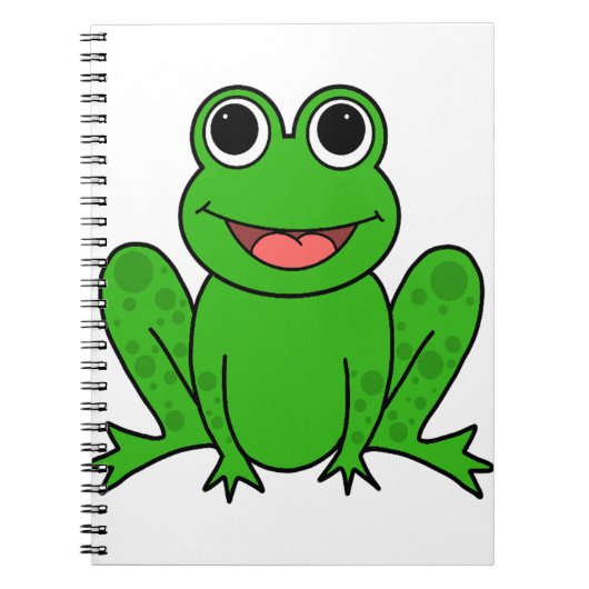 Cute Green Frog Cartoon Notitieboek (Voorkant)