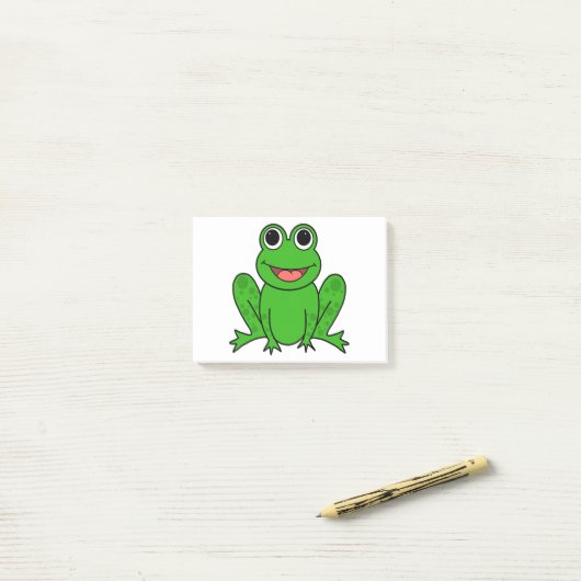 Cute Green Frog Cartoon Post-it® Notes (Op bureau)
