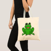 Cute Green Frog Cartoon Tote Bag (Voorkant (product))
