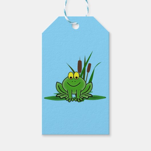 Cute Green Frog Design Cadeaulabel (Voorkant)