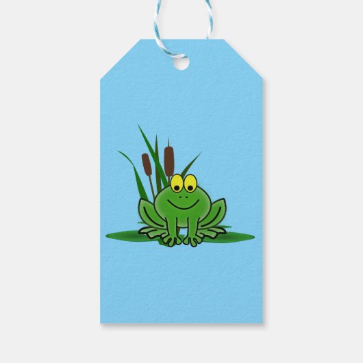 Cute Green Frog Design Cadeaulabel (Achterkant)
