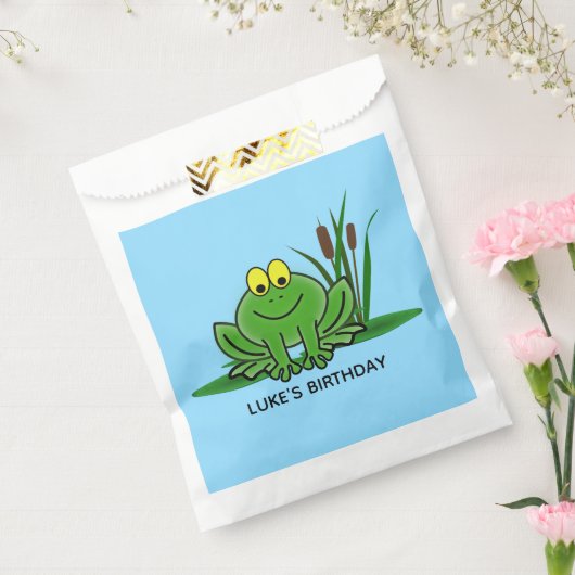 Cute Green Frog Design Favor Bag Bedankzakje (Gezegeld)