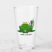 Cute Green Frog Design Glass Tumbler (Voorkant)