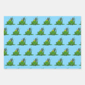 Cute Green Frog Design Inpakpapier Vel (Voorkant 2)
