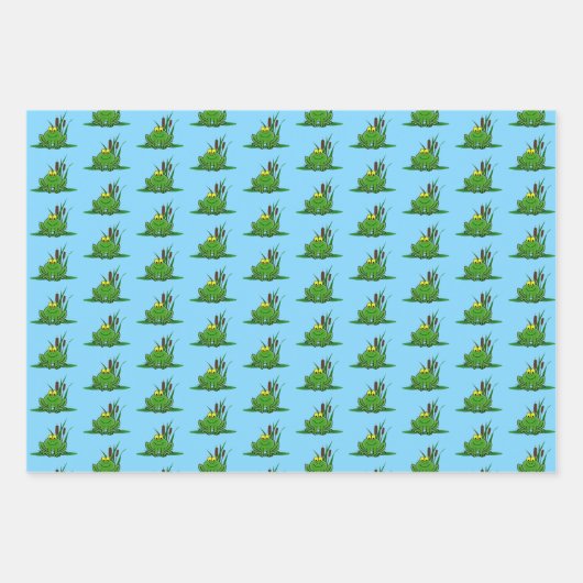 Cute Green Frog Design Inpakpapier Vel (Voorkant)