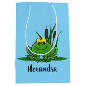 Cute Green Frog Design Medium Cadeauzakje (Voorkant)