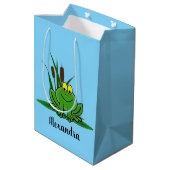 Cute Green Frog Design Medium Cadeauzakje (Achterkant Gekanteld)