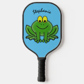 Cute Green Frog Design Pickleball Paddle (Achterkant)