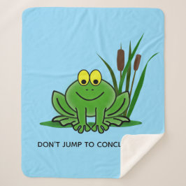 Cute Green Frog Design Sherpa Blanket Sherpa Deken