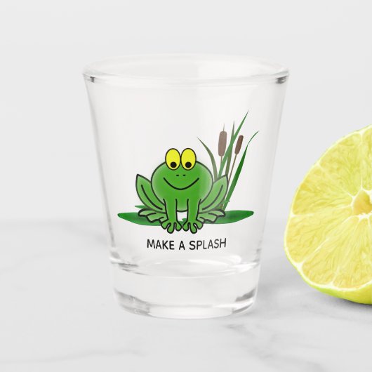 Cute Green Frog Design Shot Glas (Voorkant)