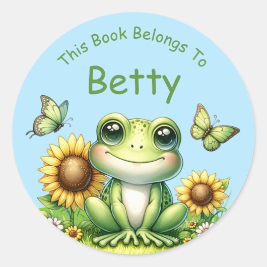 Cute Green Frog Dit boek behoort tot Ronde Sticker (Voorkant)