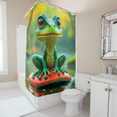 Cute Green Frog Douchegordijn (In situ)