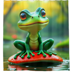 Cute Green Frog Douchegordijn