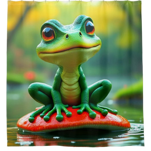 Cute Green Frog Douchegordijn (Voorkant)