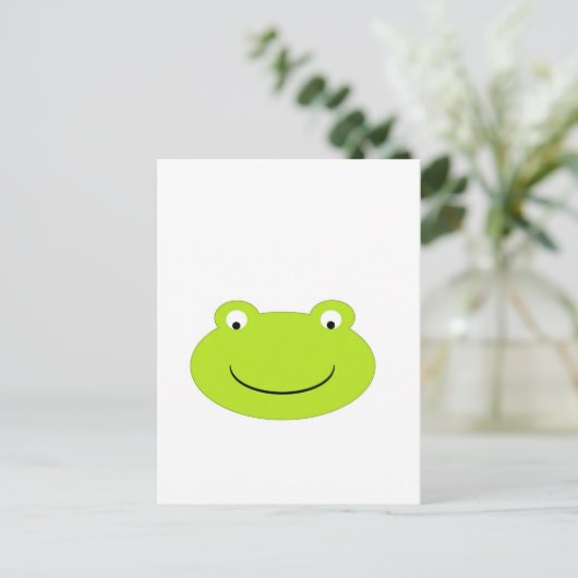 Cute Green Frog Face Briefkaart (Staand voorkant)