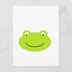 Cute Green Frog Face Briefkaart