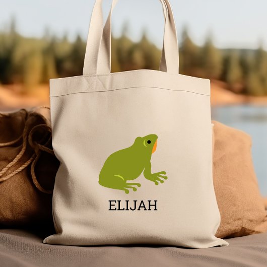 Cute Green Frog Kinderen Personalized Tote Bag