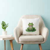 Cute Green Frog Kussen (Stoel)
